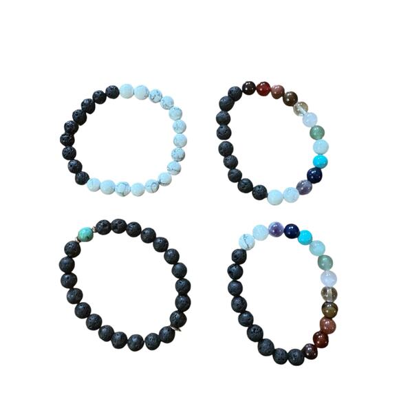 LOT of 5 Diffuser Bracelets Aromatherapy Lava Stone Crystals Stack Jewelry OS - Picture 3 of 4